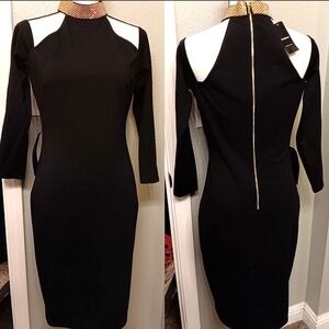 🔥NWT BEBE Cold Shoulder Embellished Rhinestone Bodycon Dress
